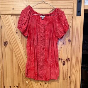 dressbarn Red Lace Blouse